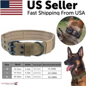 2 Wide Tactical Heavy Duty Nylon Large Dog Collar K9 Military With Metal Buckle (Option: Brown-M)