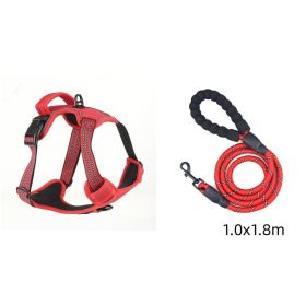 Dog Harness No Pull Breathable Reflective Pet Harness Vest (Option: Red set-M)